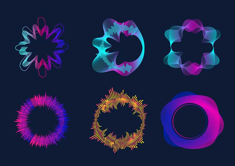 Six visualizations of sound waves