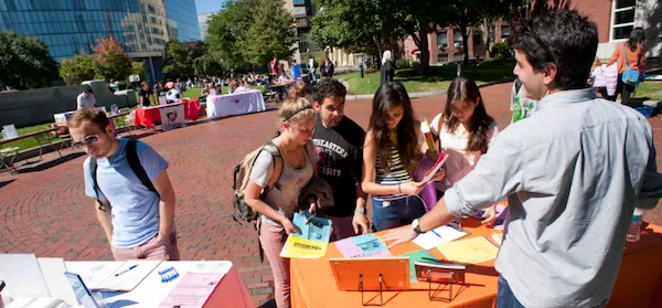 Students signing up for clubs on Northeastern's Boston campus