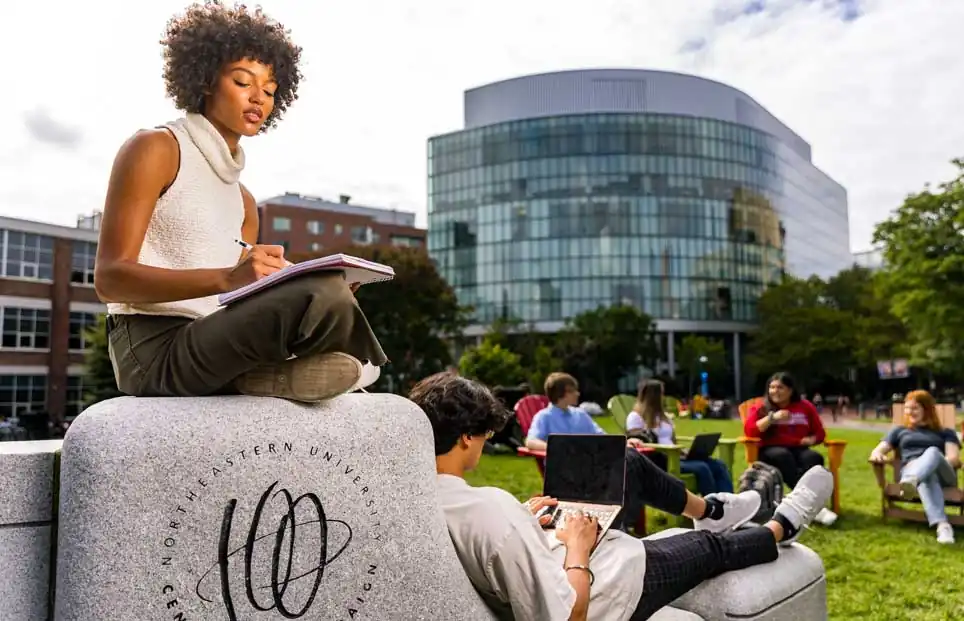 Students on Northeastern's Boston Centennial Common