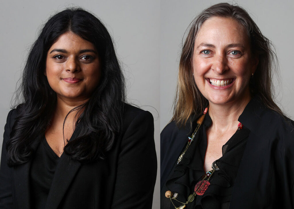 Bouvé researchers Aarti Sathyanarayana (left) and Leanne Chukoskie (right) receive Spark Fund grants from Northeastern's Center for Research Innovation.