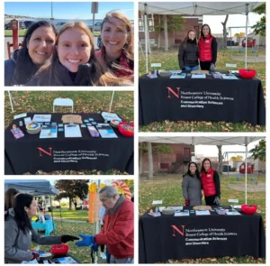 Northeastern Bouvé SPEAK OUT! members tabling for the Michael J. Fox Foundation’s Run/Walk series in Boston, MA 2024.