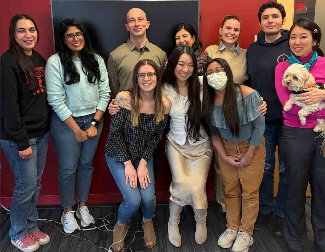 Graduate students pictured with Dr. Alexandra Chen and Dr. Carmel Salhi