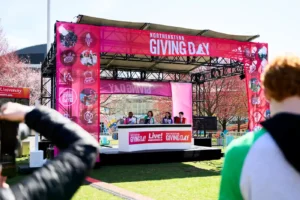 More than 25 organizations were featured via Giving Day Live! on Centennial Common. Photo by Matthew Modoono/Northeastern University