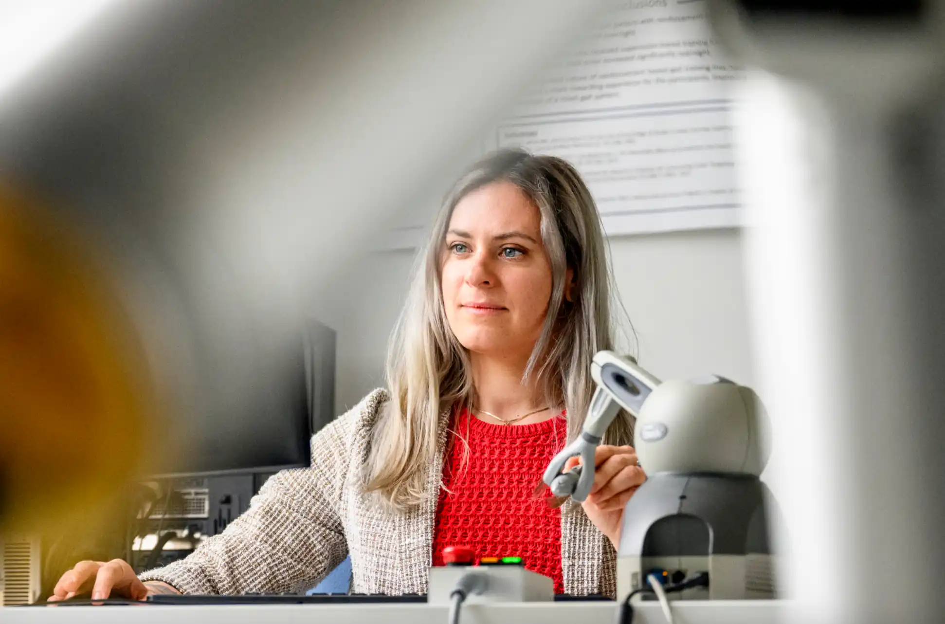 Julia Manczurowsky, a doctoral candidate at Northeastern, integrates physical therapy, robotics and social psychology in her research. Photo by Matthew Modoono/Northeastern University