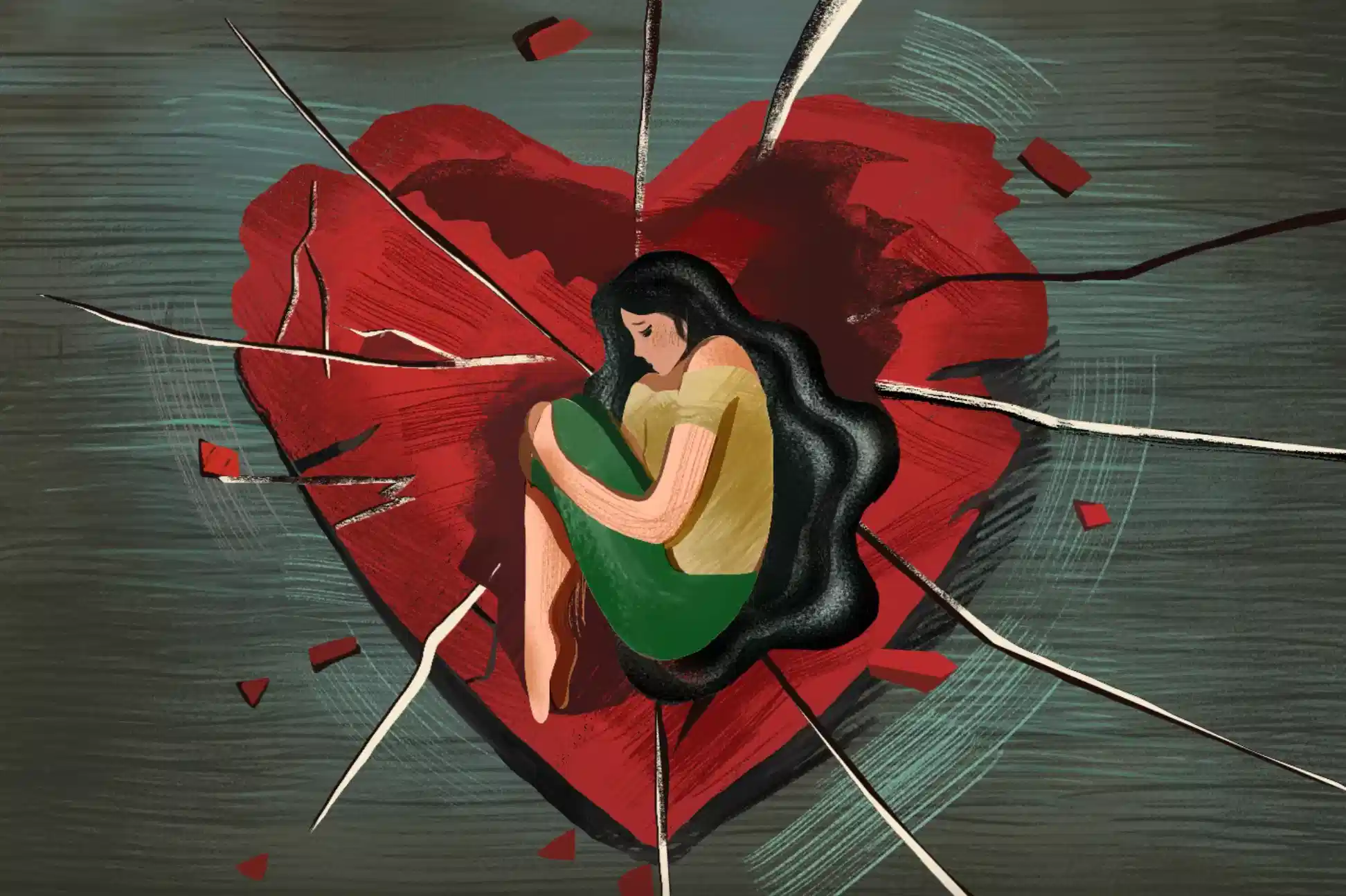 Broken hearts describe emotional pain, but extreme sorrow and stress can cause physical cardiac symptoms. Illustration by Renee Zhang/Northeastern University