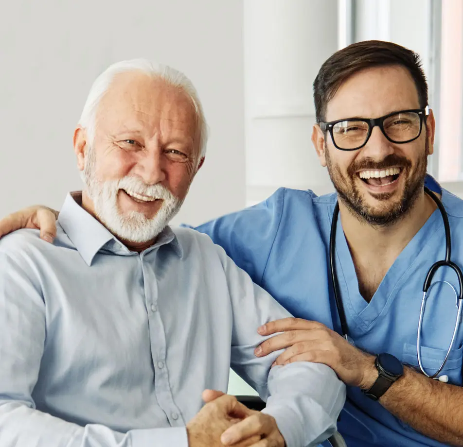 Patient and doctor having a laugh