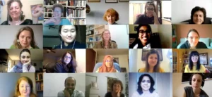 Photo of 20 people meeting on Zoom for Irina Todorova's research project documenting life during the COVID-19 pandemic.