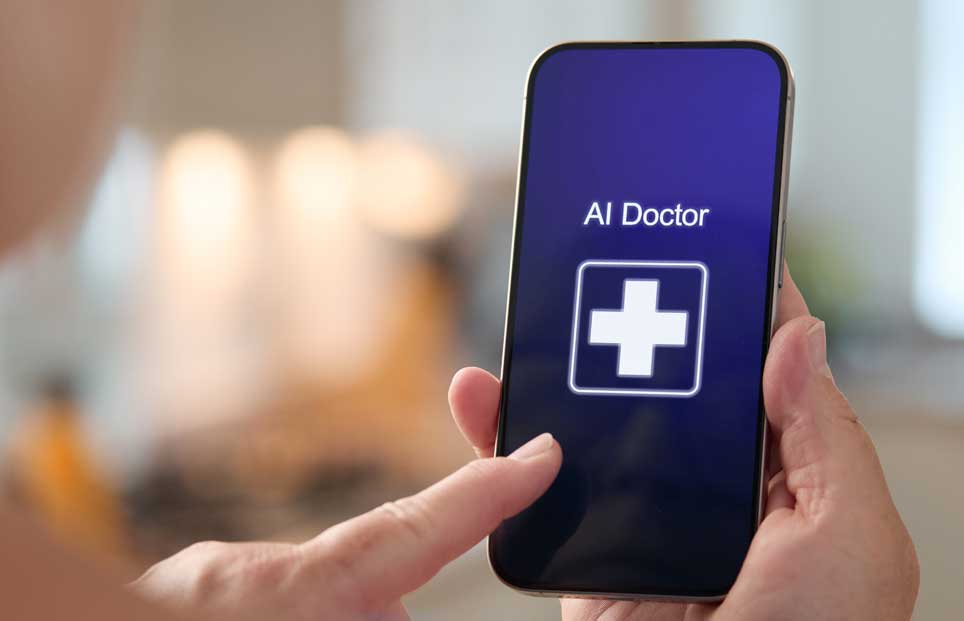 AI as a doctor, person using phone to access app