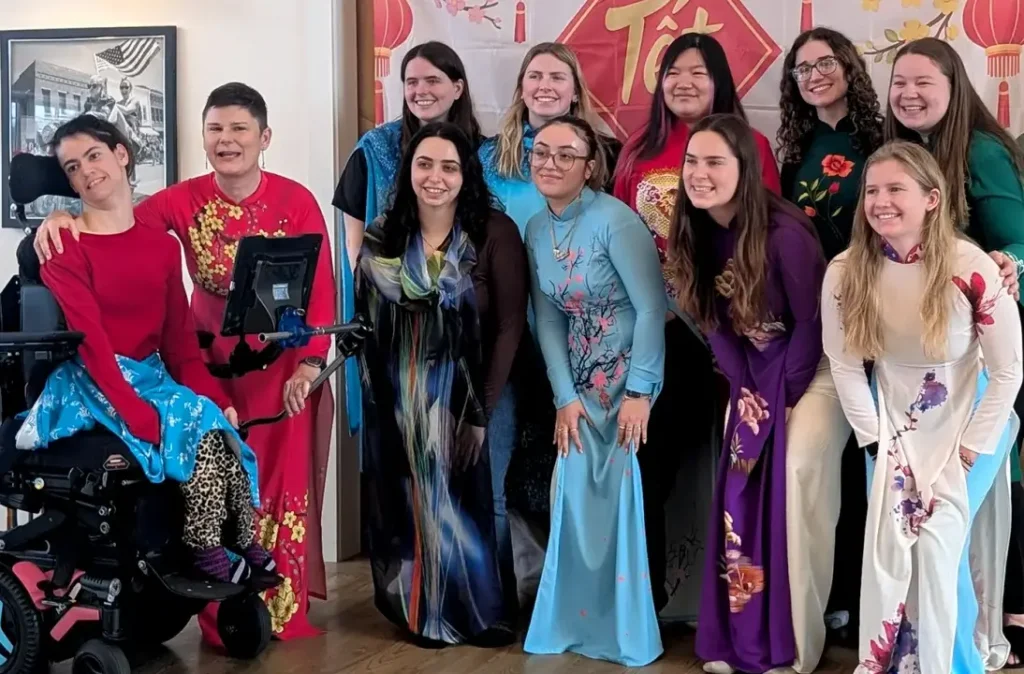 AAC Family Camp included a Lunar New Year celebration where participants wore traditional Vietnamese ao dais. Courtesy photo