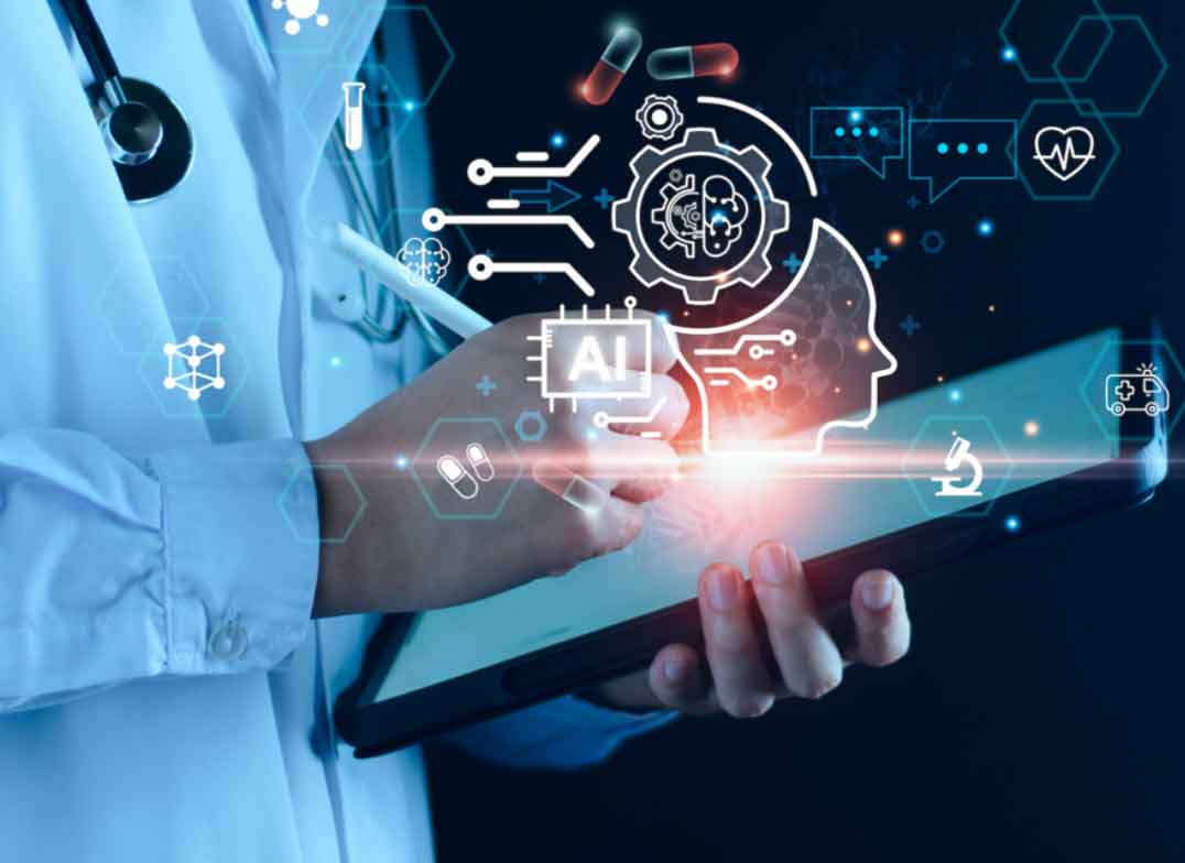 AI across the health sciences shot of person interacting with technology